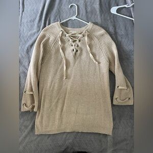 Boutique brand -Tan crisscross sweater top